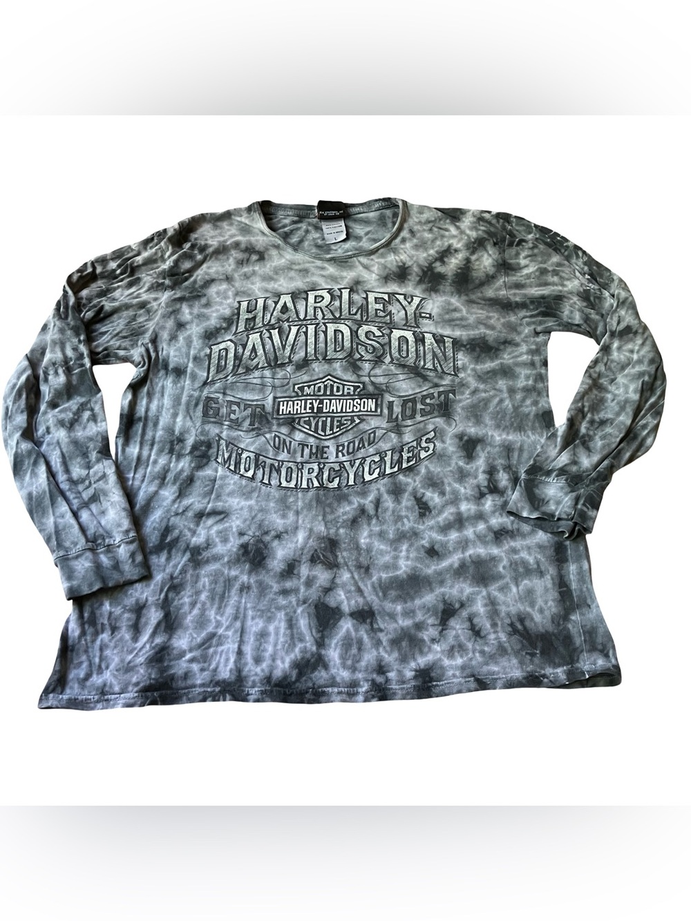 Harley-Davidson Men's Long Sleeve Tie-Dye Logo Shirt - Gray